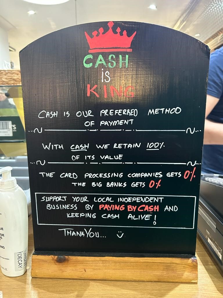 Cash is king cafe sign